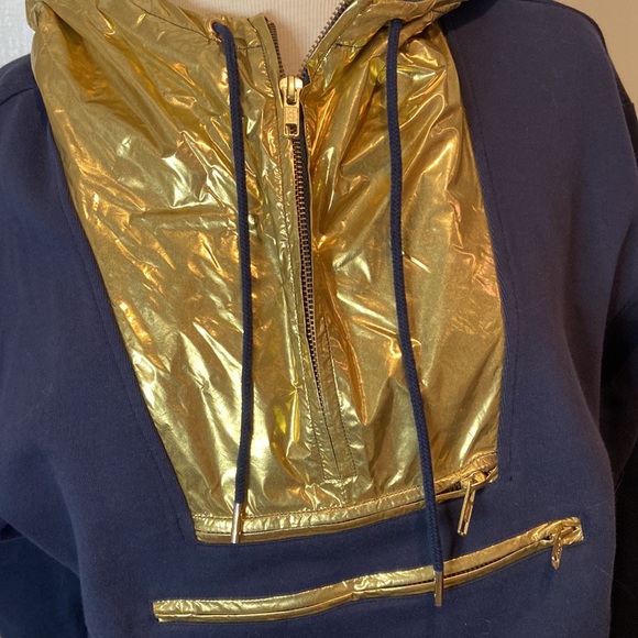J Crew Navy Gold Foiled Hoodie - Picture 2 of 5